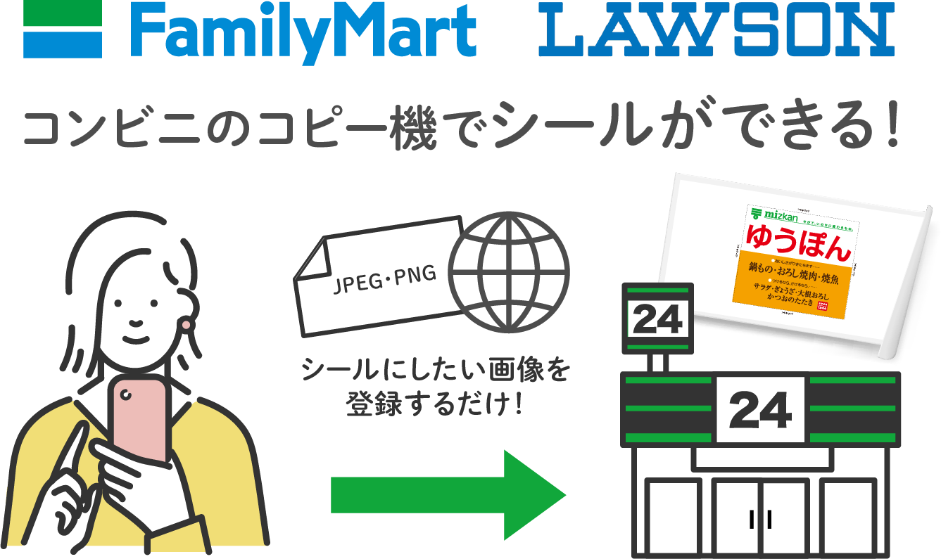 コンビニのコピー機でシールができる